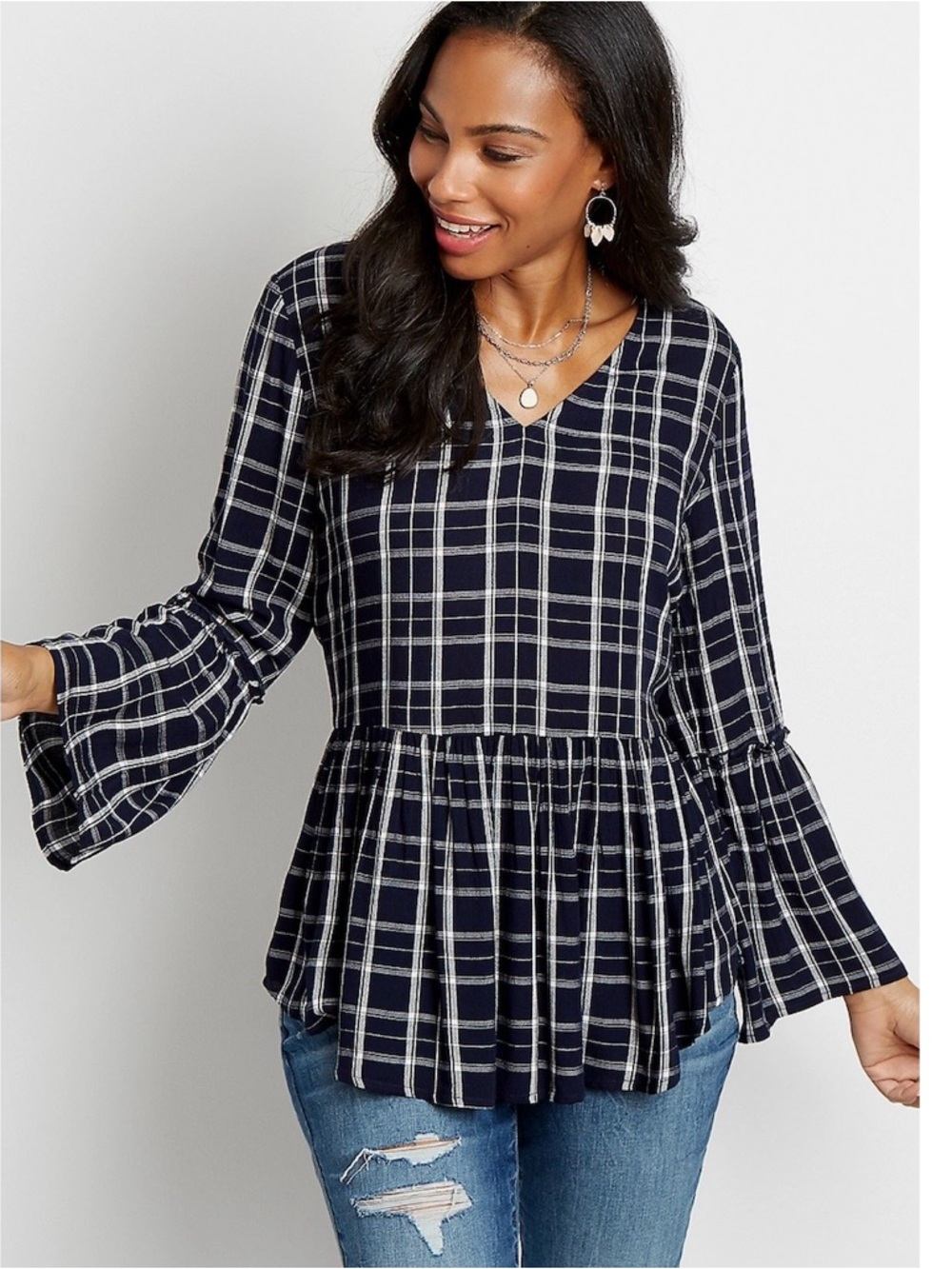 Maurice’s babydoll top with bell sleeves